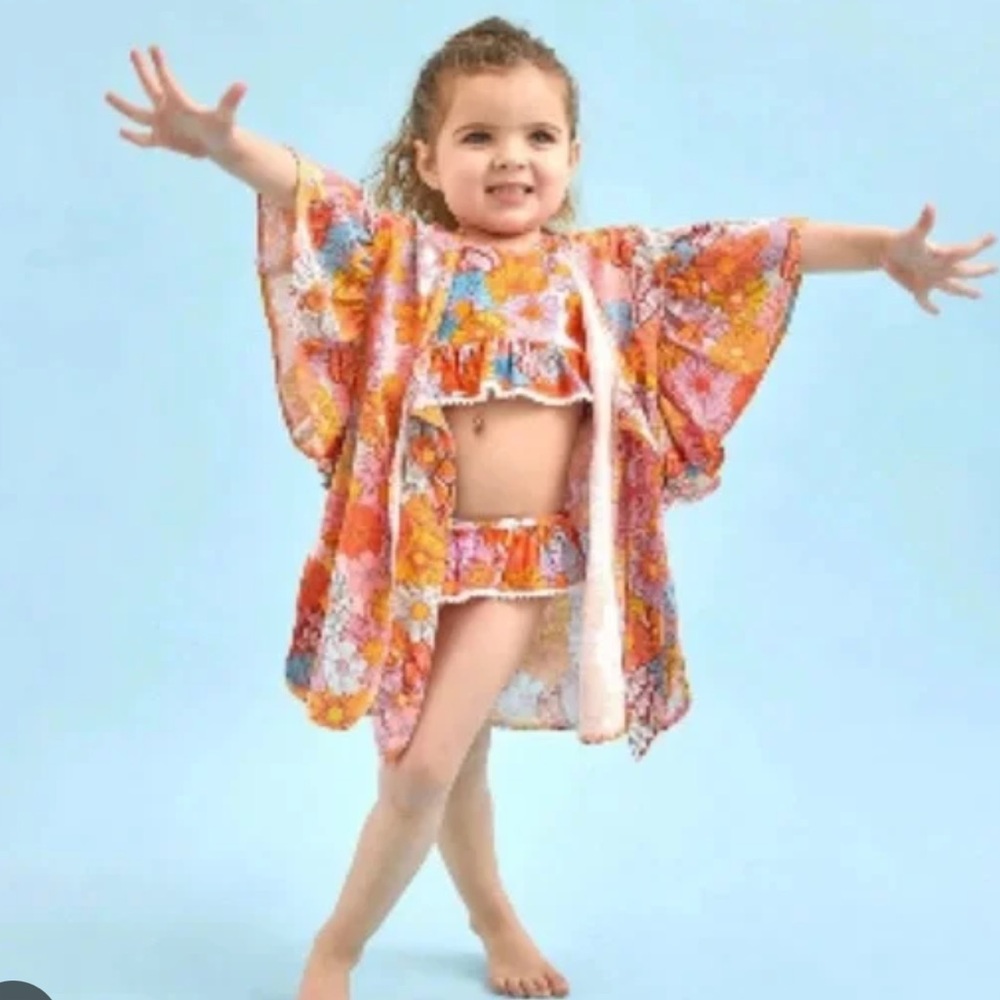 Posh Peanut Meadow kids girls 10-12 swim cover up new! floral bright print
